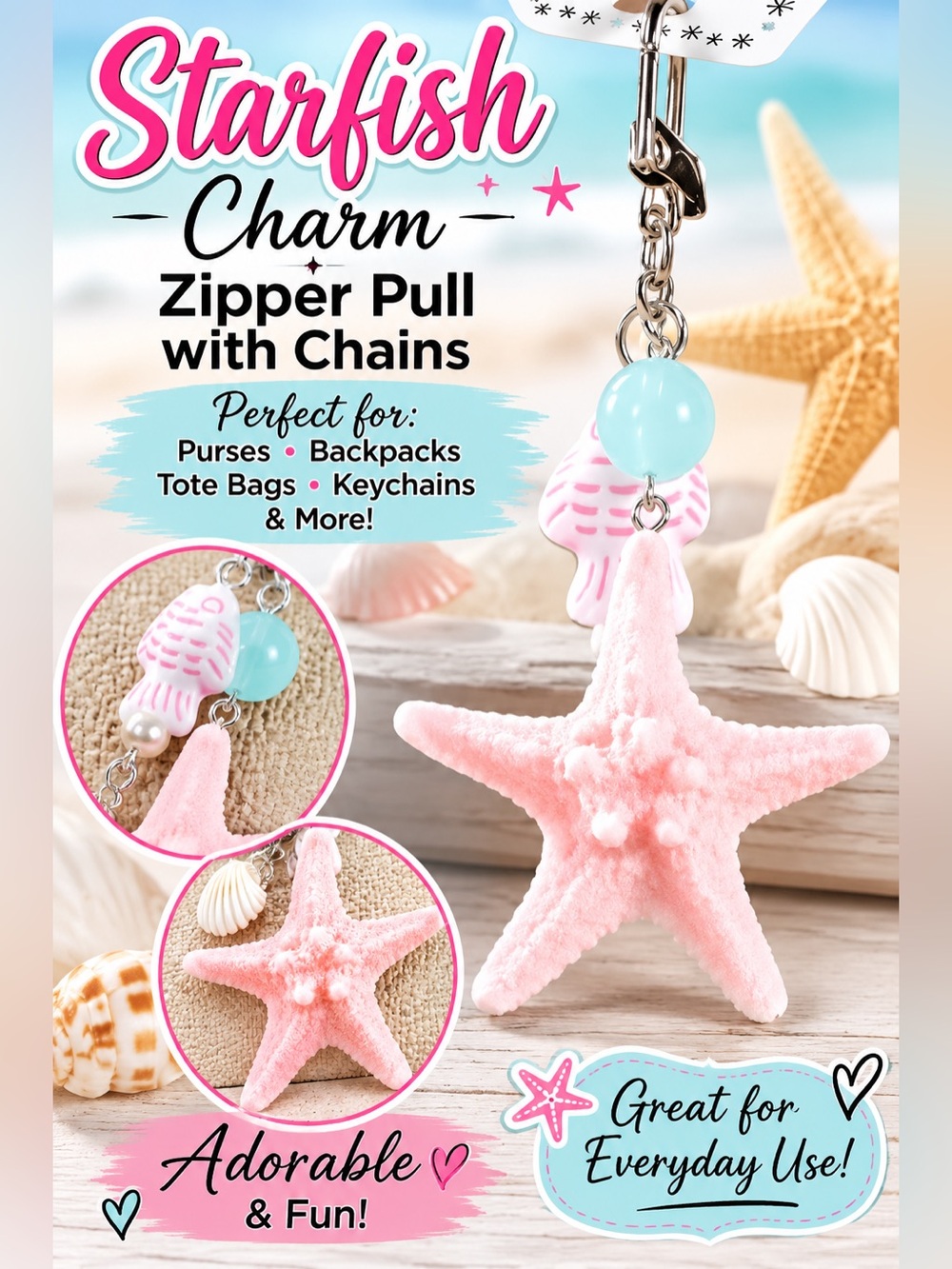 Starfish Charm Zipper Pull